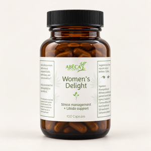 ABĒCA Naturals Women’s Delight bottle labeled 100 capsules.