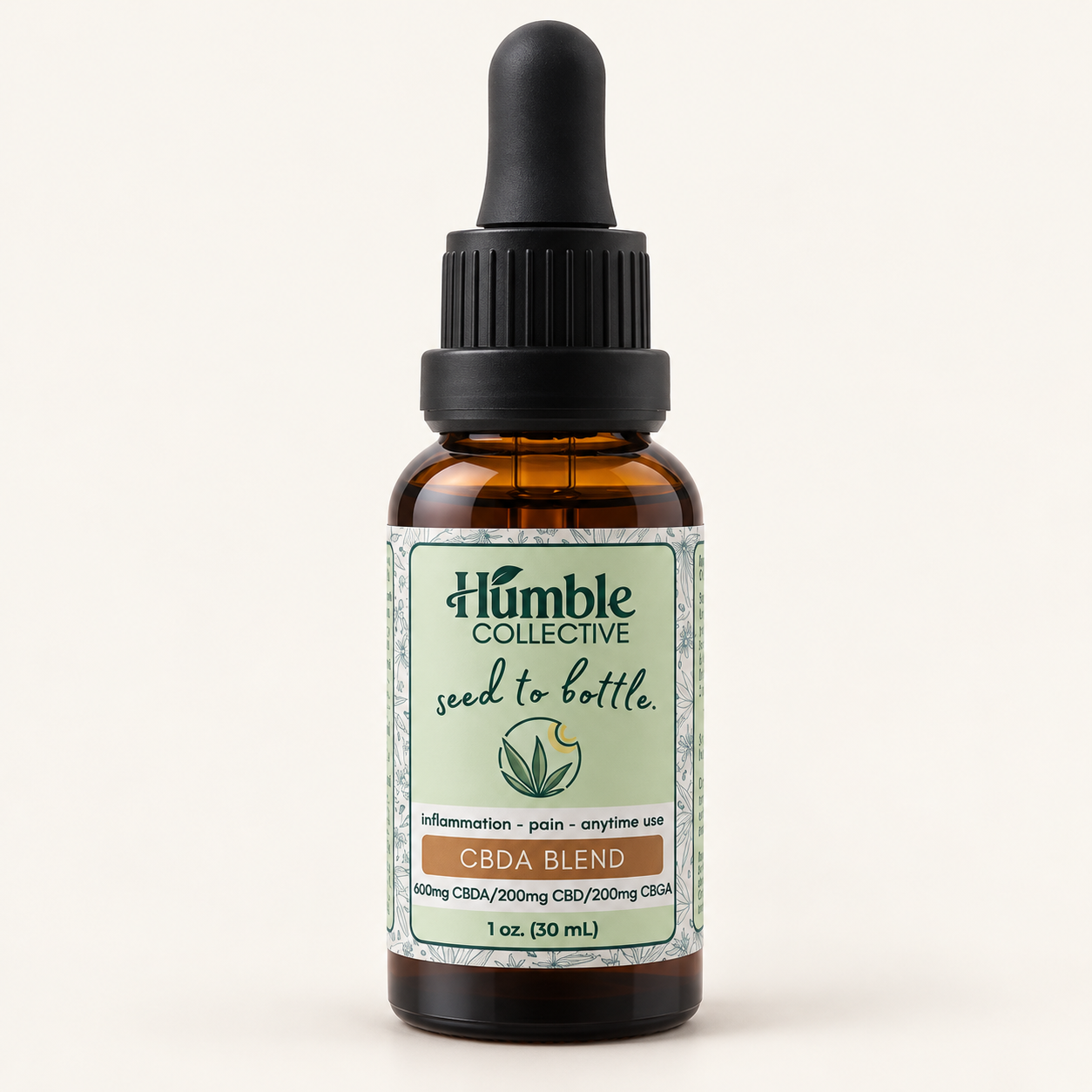 Humble Collective CBDA Blend oil, single 30 mL amber dropper bottle