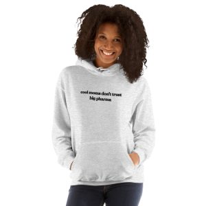 Cool Moms Embroidered Hoodie in Ash|black on the approved Printful model
